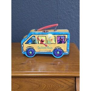 2005 Sesame Street‎ Workshop School Bus Shaped Metal Tin Lunch Box Small